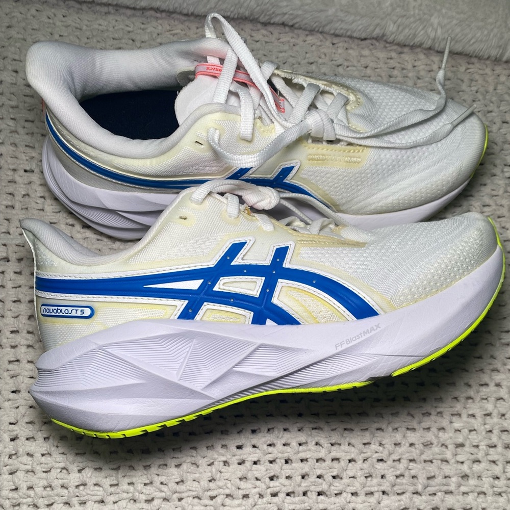 Asics Women's White and Blue Sneakers - Picture 6 of 10